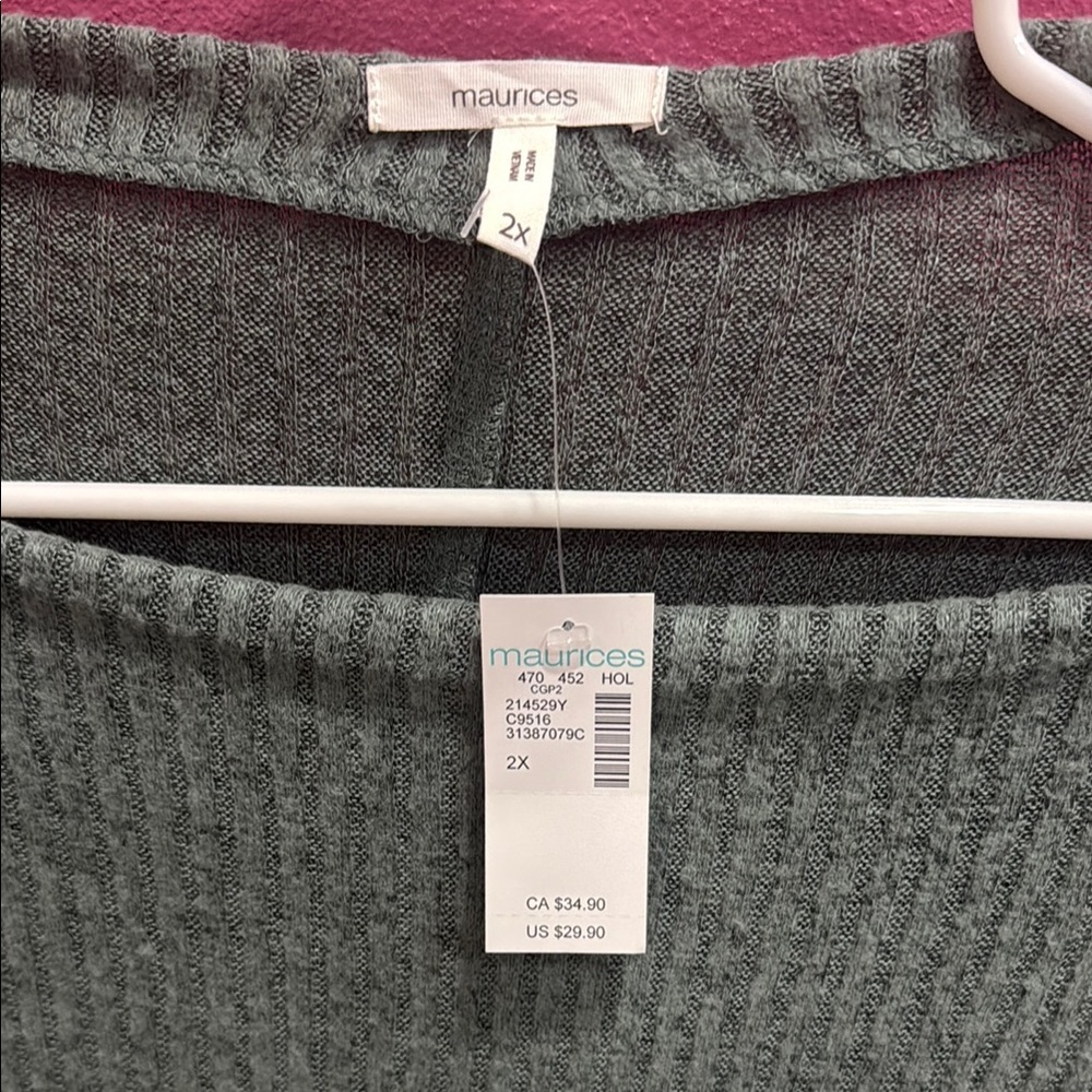 Green Ribbed Knit Sweater - Picture 2 of 2